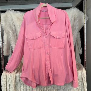 Good American Terry Shacket Women’s Size 3/4 (XL) in Bubblegum Pink